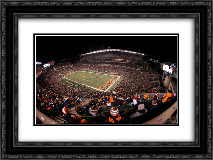 Paul Brown Stadium 24x18 Black Ornate Wood Framed Art Print Poster with Double Matting