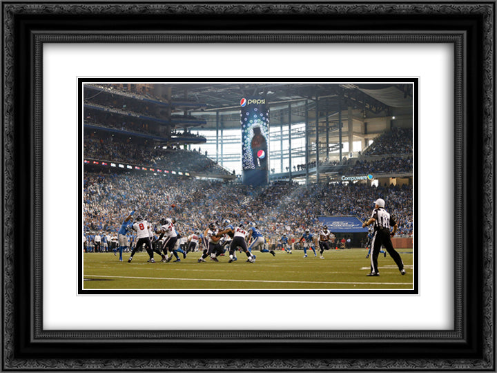 Ford Field 24x18 Black Ornate Wood Framed Art Print Poster with Double Matting