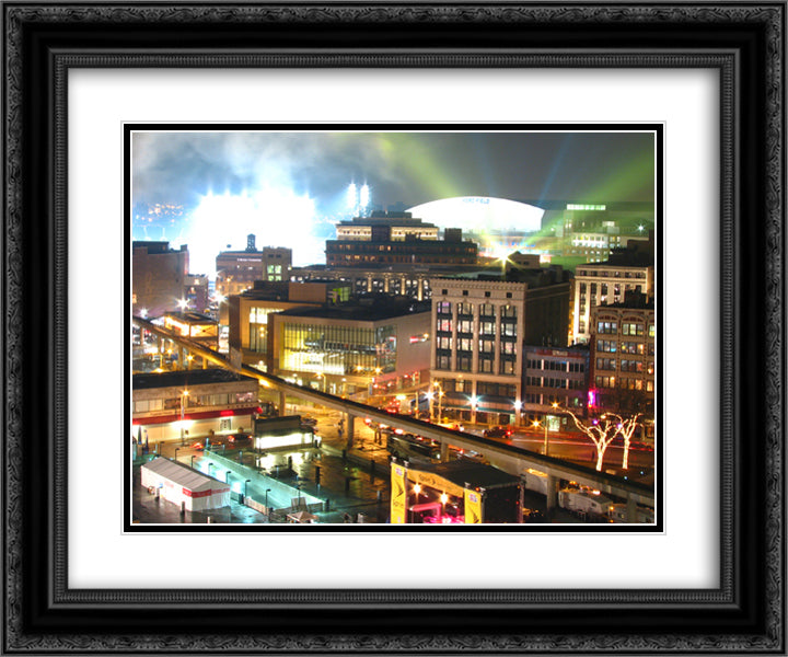 Ford Field 24x20 Black Ornate Wood Framed Art Print Poster with Double Matting