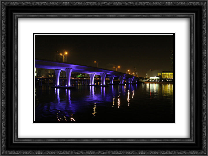American Airlines Arena 24x18 Black Ornate Wood Framed Art Print Poster with Double Matting