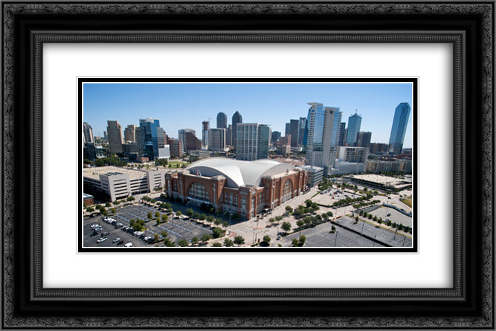 American Airlines Center 24x16 Black Ornate Wood Framed Art Print Poster with Double Matting