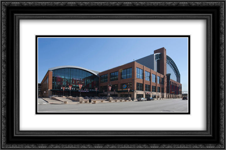 Bankers Life Fieldhouse 24x16 Black Ornate Wood Framed Art Print Poster with Double Matting