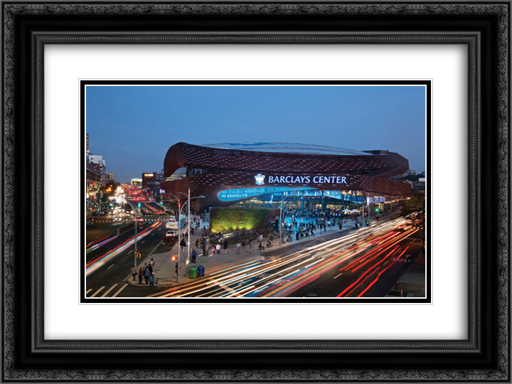 Barclays Center 24x18 Black Ornate Wood Framed Art Print Poster with Double Matting
