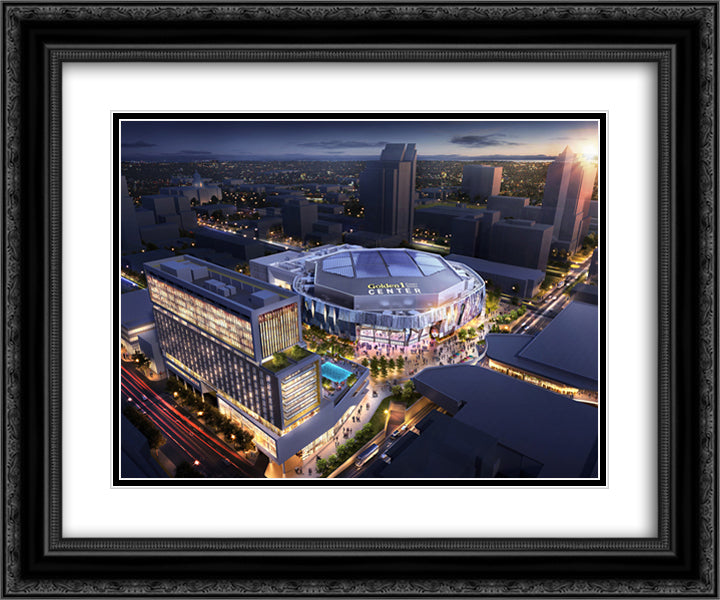 Golden 1 Center 24x20 Black Ornate Wood Framed Art Print Poster with Double Matting