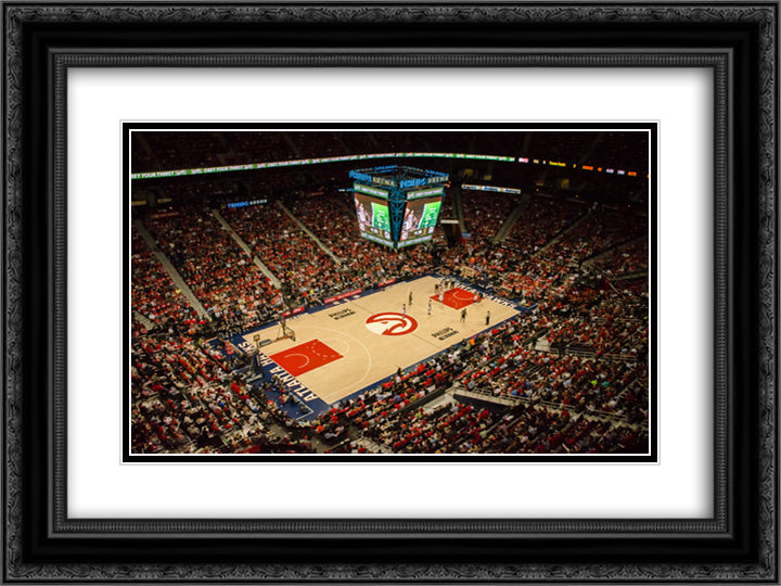 Philips Arena 24x18 Black Ornate Wood Framed Art Print Poster with Double Matting