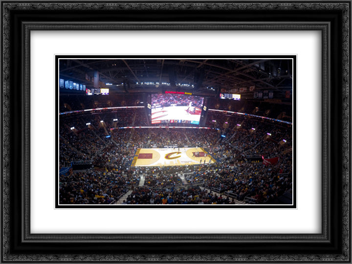 Quicken Loans Arena 24x18 Black Ornate Wood Framed Art Print Poster with Double Matting