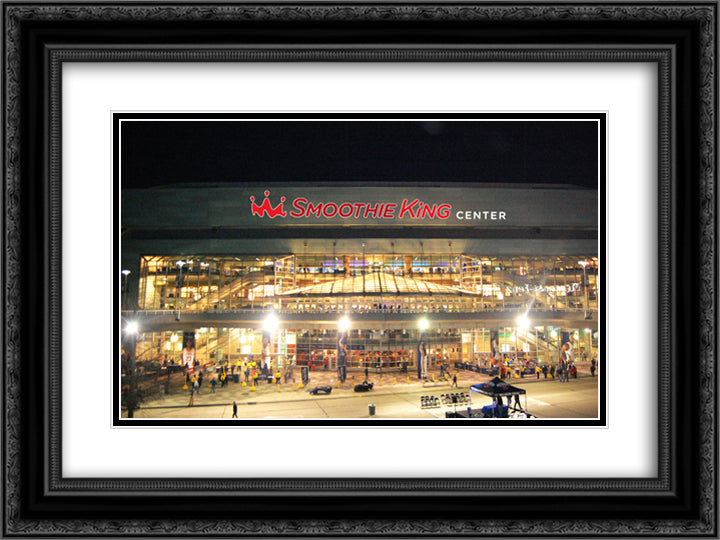 Smoothie King Center 24x18 Black Ornate Wood Framed Art Print Poster with Double Matting