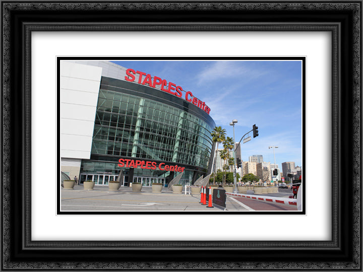 Staples Center 24x18 Black Ornate Wood Framed Art Print Poster with Double Matting