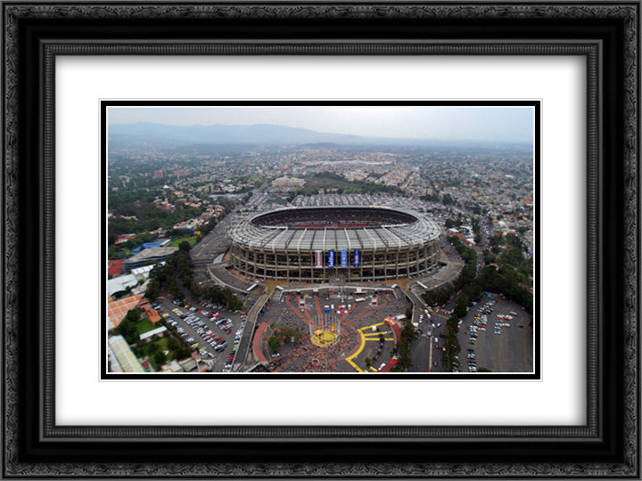 Azteca Stadium 24x18 Black Ornate Wood Framed Art Print Poster with Double Matting