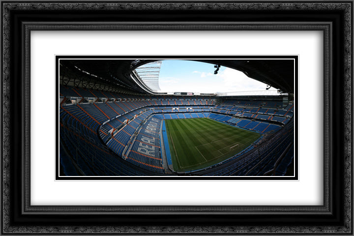 Real Madrid Stadium 24x16 Black Ornate Wood Framed Art Print Poster with Double Matting