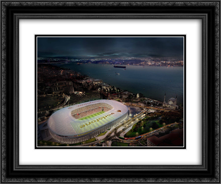 Vodafone Arena 24x20 Black Ornate Wood Framed Art Print Poster with Double Matting