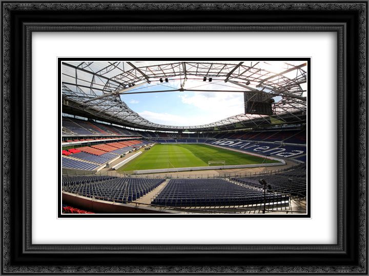 Hannover Stadium 24x18 Black Ornate Wood Framed Art Print Poster with Double Matting