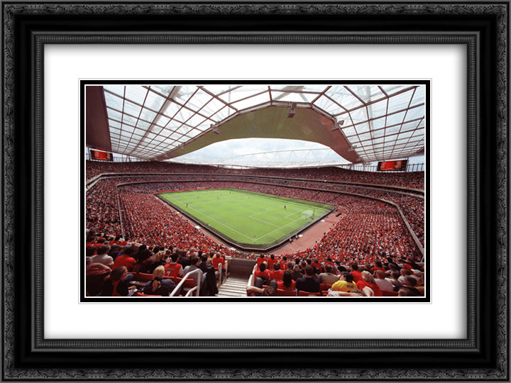 Arsenal Emirates Stadium 24x18 Black Ornate Wood Framed Art Print Poster with Double Matting