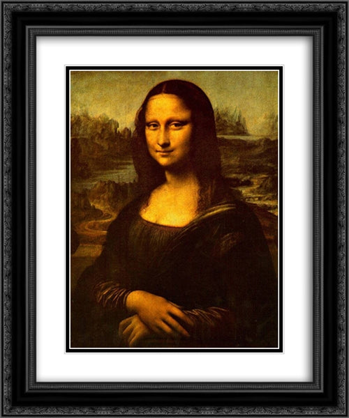 Mona Lisa 20x24 Black Ornate Wood Framed Art Print Poster with Double Matting by da Vinci, Leonardo