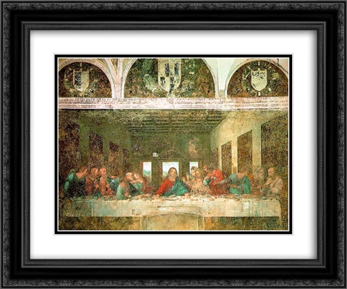 The Last Supper - After Restoration 24x20 Black Ornate Wood Framed Art Print Poster with Double Matting by da Vinci, Leonardo
