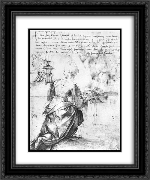 Back View of a Woman 20x24 Black Ornate Wood Framed Art Print Poster with Double Matting by Michelangelo