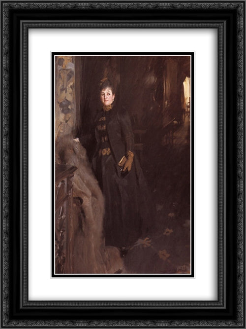 Madame Clara Rikoff 18x24 Black Ornate Wood Framed Art Print Poster with Double Matting by Zorn, Anders