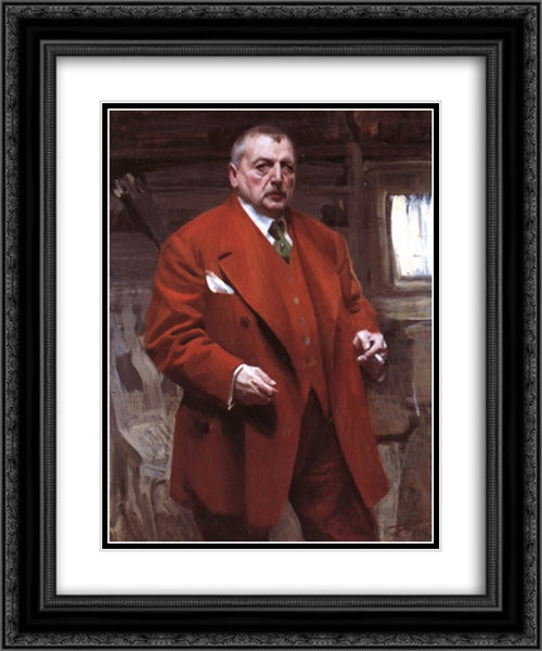 Self-portrait in red 20x24 Black Ornate Wood Framed Art Print Poster with Double Matting by Zorn, Anders