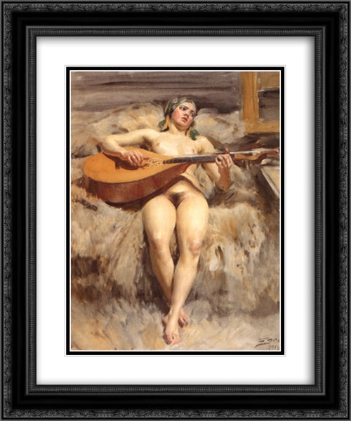 Studio idyll 20x24 Black Ornate Wood Framed Art Print Poster with Double Matting by Zorn, Anders