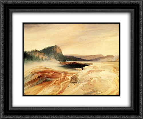 Giant Blue Spring, Yellowstone 24x20 Black Ornate Wood Framed Art Print Poster with Double Matting by Moran, Thomas