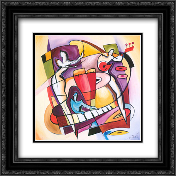 Stroking The Keys 14x14 Black Ornate Wood Framed Art Print Poster with Double Matting by Gockel, Alfred