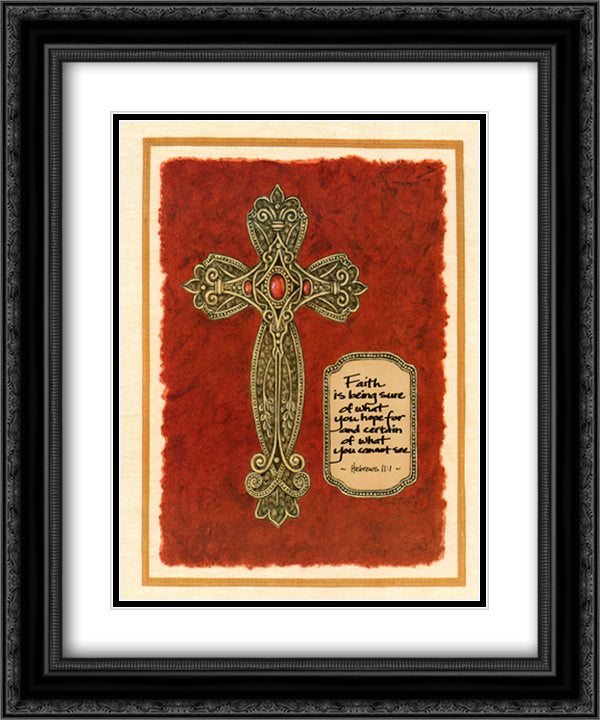Celtic Cross, Faith is Being Sure 15x18 Black Ornate Wood Framed Art Print Poster with Double Matting by Kaufman, Kaufman