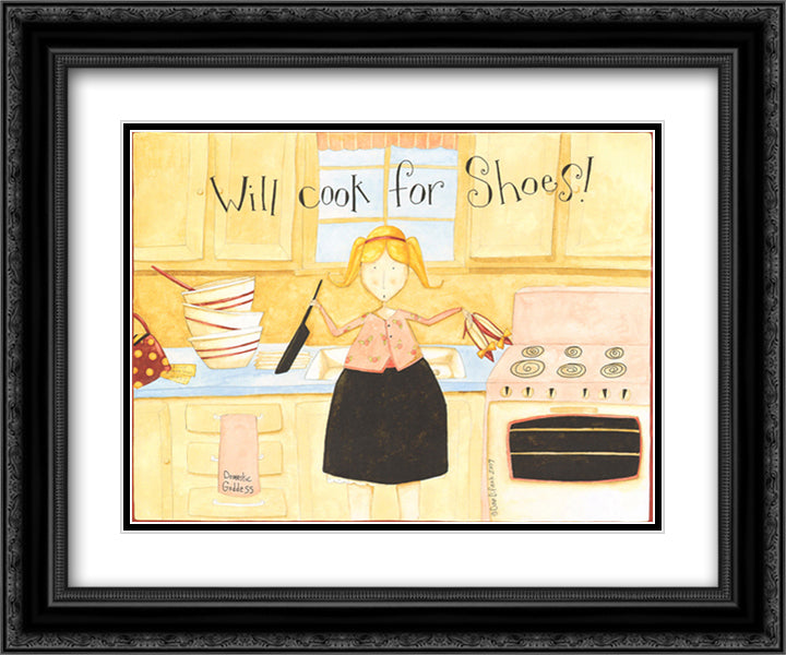 Will Cook for Shoes 14x12 Black Ornate Wood Framed Art Print Poster with Double Matting by Dipaolo, Dan