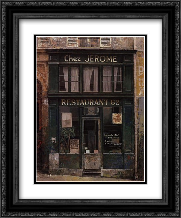 Chez Jerome 11x13 Black Ornate Wood Framed Art Print Poster with Double Matting by Hak, Chiu tak
