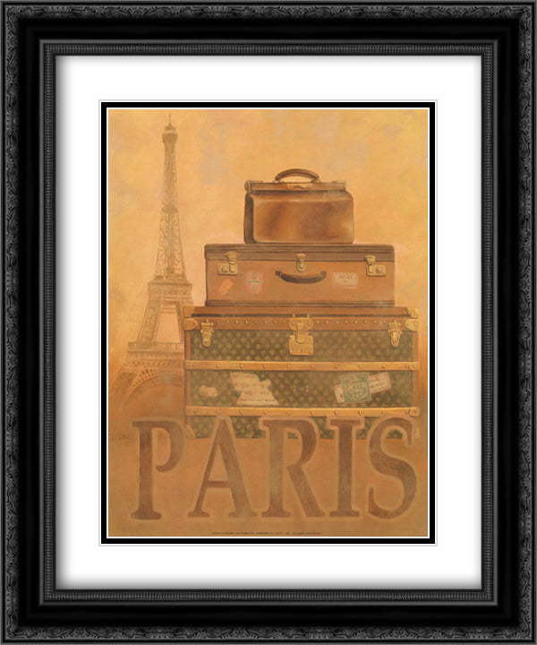 Travel Paris 15x18 Black Ornate Wood Framed Art Print Poster with Double Matting by Chiu, T. C.