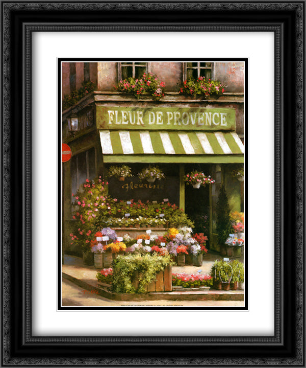 Fleurs De Provence 15x18 Black Ornate Wood Framed Art Print Poster with Double Matting by Chiu, T. C.
