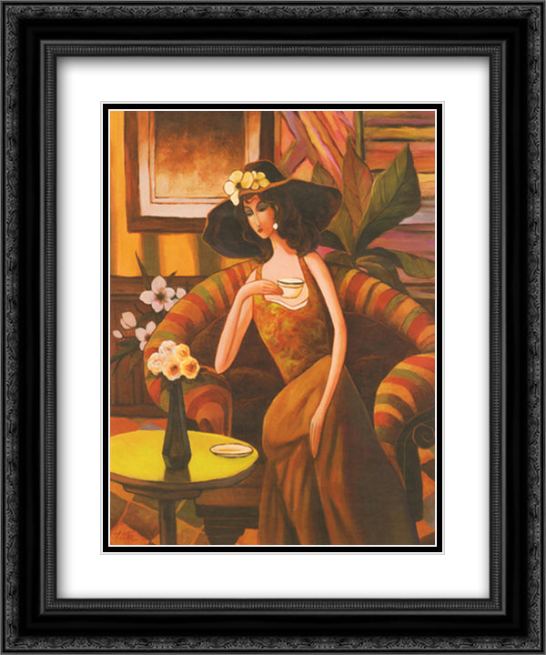 Tea Time Right 15x18 Black Ornate Wood Framed Art Print Poster with Double Matting by Chiu, T. C.