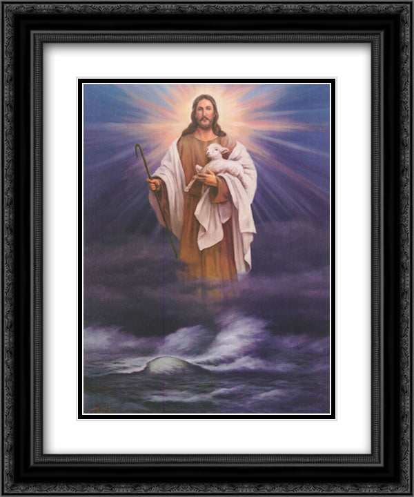 Behold The Lamb 15x18 Black Ornate Wood Framed Art Print Poster with Double Matting by Chiu, T. C.
