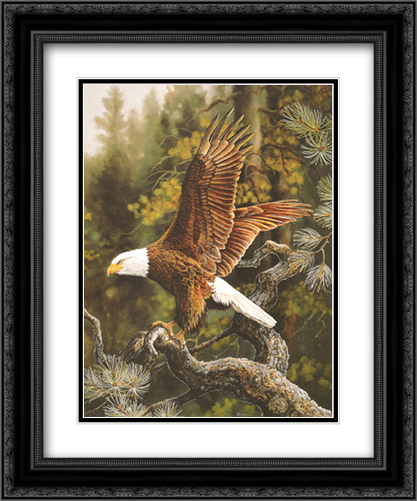 Eagle Perch 15x18 Black Ornate Wood Framed Art Print Poster with Double Matting by Mara, Michelle