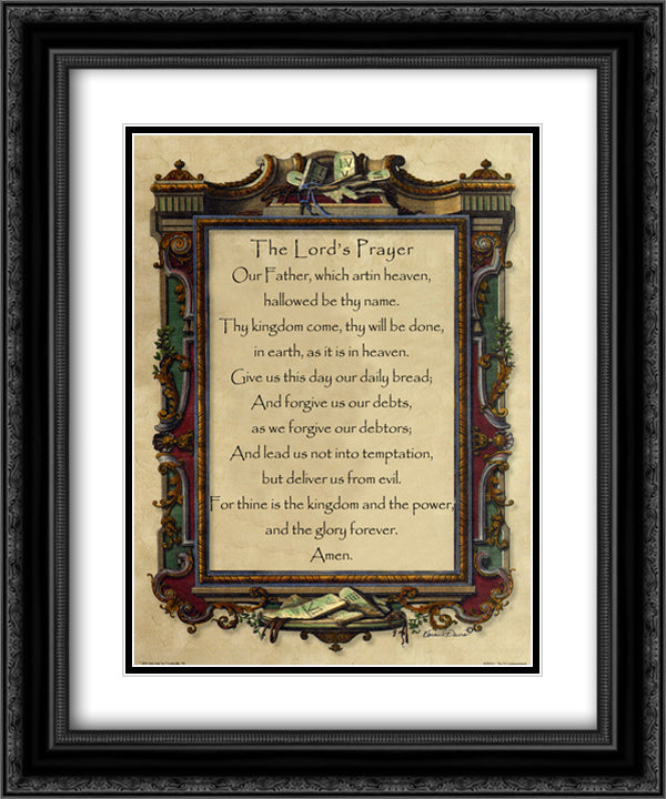Lord's Prayer 15x18 Black Ornate Wood Framed Art Print Poster with Double Matting