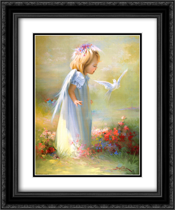 Baby Angel IV 15x18 Black Ornate Wood Framed Art Print Poster with Double Matting by Birkenstock, Joyce