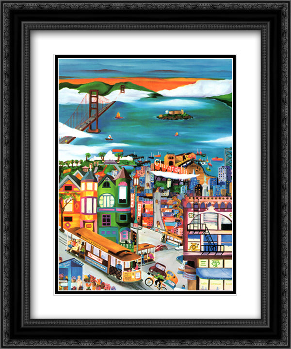 Hills of San Francisco 15x18 Black Ornate Wood Framed Art Print Poster with Double Matting by Pergola, Linnea