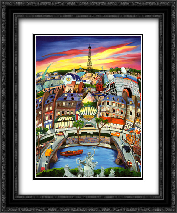 April in Paris 15x18 Black Ornate Wood Framed Art Print Poster with Double Matting by Pergola, Linnea