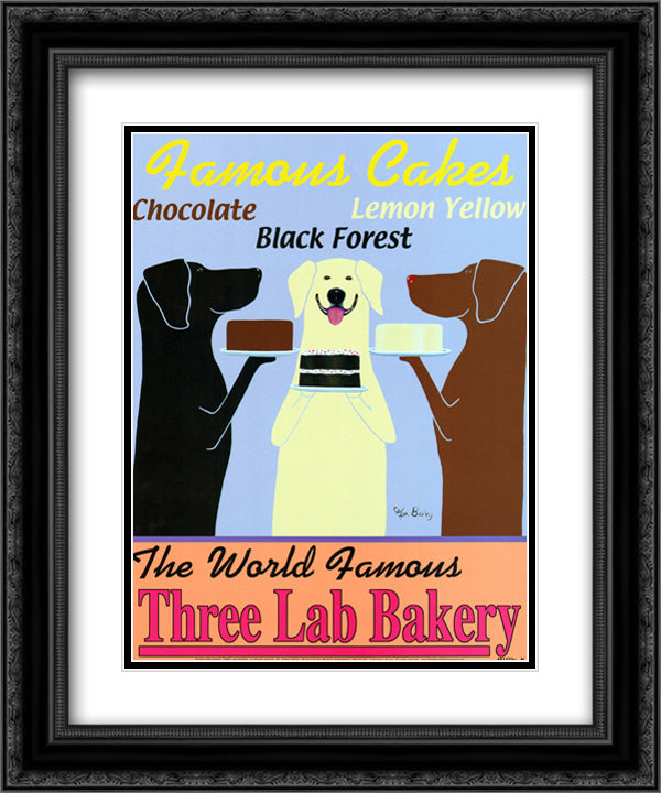 Three Lab Bakery 15x18 Black Ornate Wood Framed Art Print Poster with Double Matting by Bailey, Ken