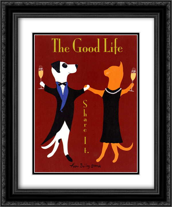 Good Life 15x18 Black Ornate Wood Framed Art Print Poster with Double Matting by Bailey, Ken