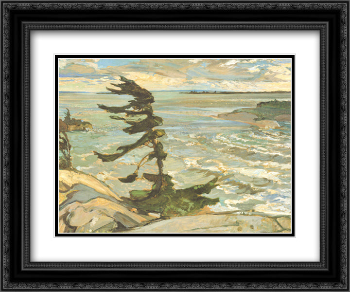 Stormy Weather, Georgian Bay 16x14 Black Ornate Wood Framed Art Print Poster with Double Matting by Varley, Fred