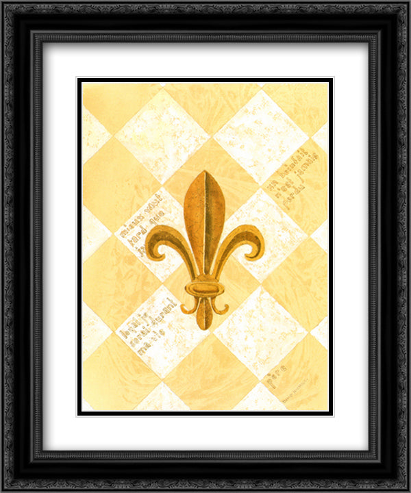 Fleur-De-Lis I(L) 15x18 Black Ornate Wood Framed Art Print Poster with Double Matting by Nichols, David