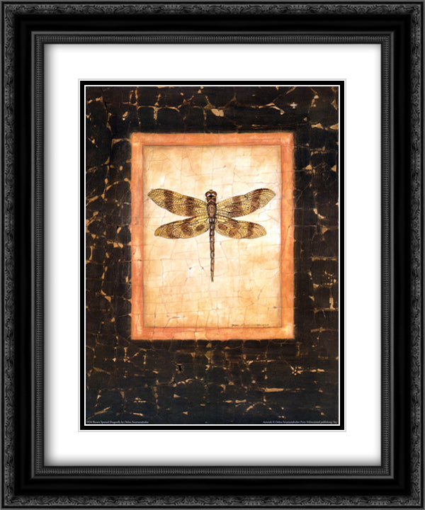 Brown Spotted Dragonfly 15x18 Black Ornate Wood Framed Art Print Poster with Double Matting by Swartzendruber, Debra