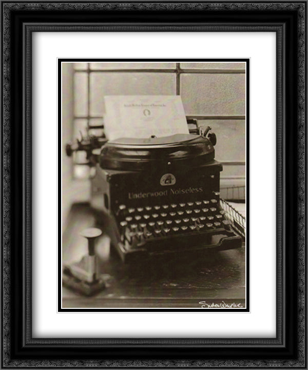 Typewriter 15x18 Black Ornate Wood Framed Art Print Poster with Double Matting by Wampler, Sondra