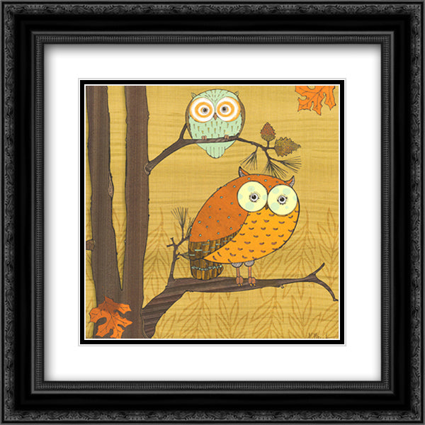 Awesome Owls I 12x12 Black Ornate Wood Framed Art Print Poster with Double Matting by Brent, Paul