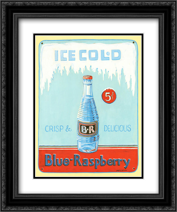 Blue Raspberry 15x18 Black Ornate Wood Framed Art Print Poster with Double Matting by Gorham, Gregory