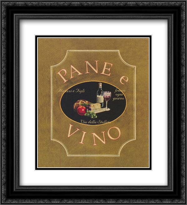 Pane E Vino Mini 15x18 Black Ornate Wood Framed Art Print Poster with Double Matting by Jones, Catherine