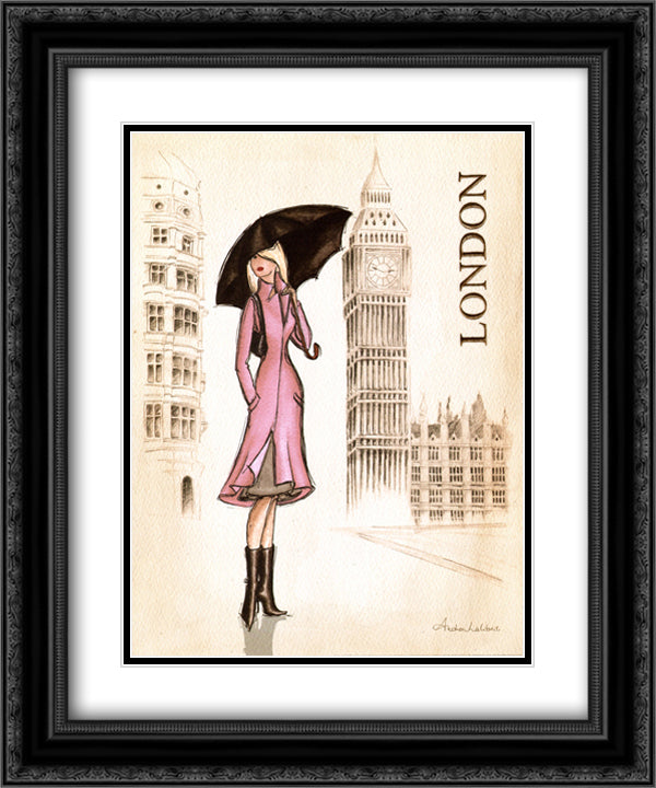 London 15x18 Black Ornate Wood Framed Art Print Poster with Double Matting by Laliberte, Andrea