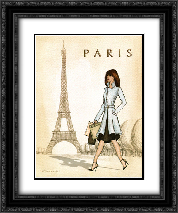 Paris 15x18 Black Ornate Wood Framed Art Print Poster with Double Matting by Laliberte, Andrea