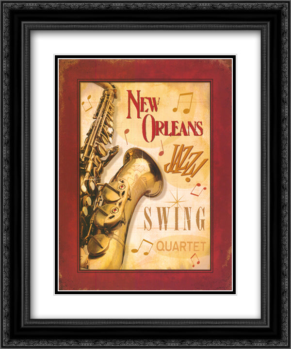 New Orleans Jazz II 15x18 Black Ornate Wood Framed Art Print Poster with Double Matting