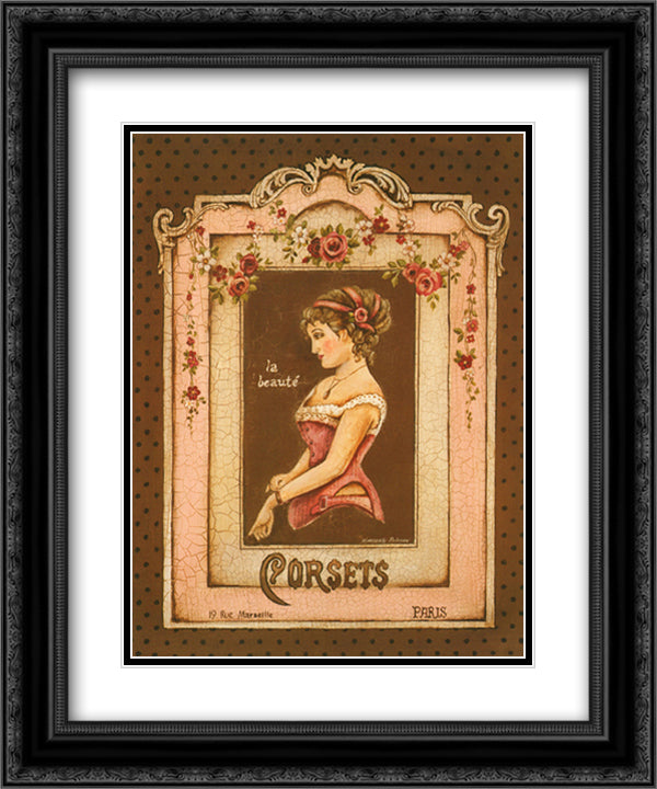 Corsets II Mini 15x18 Black Ornate Wood Framed Art Print Poster with Double Matting by Poloson, Kimberly